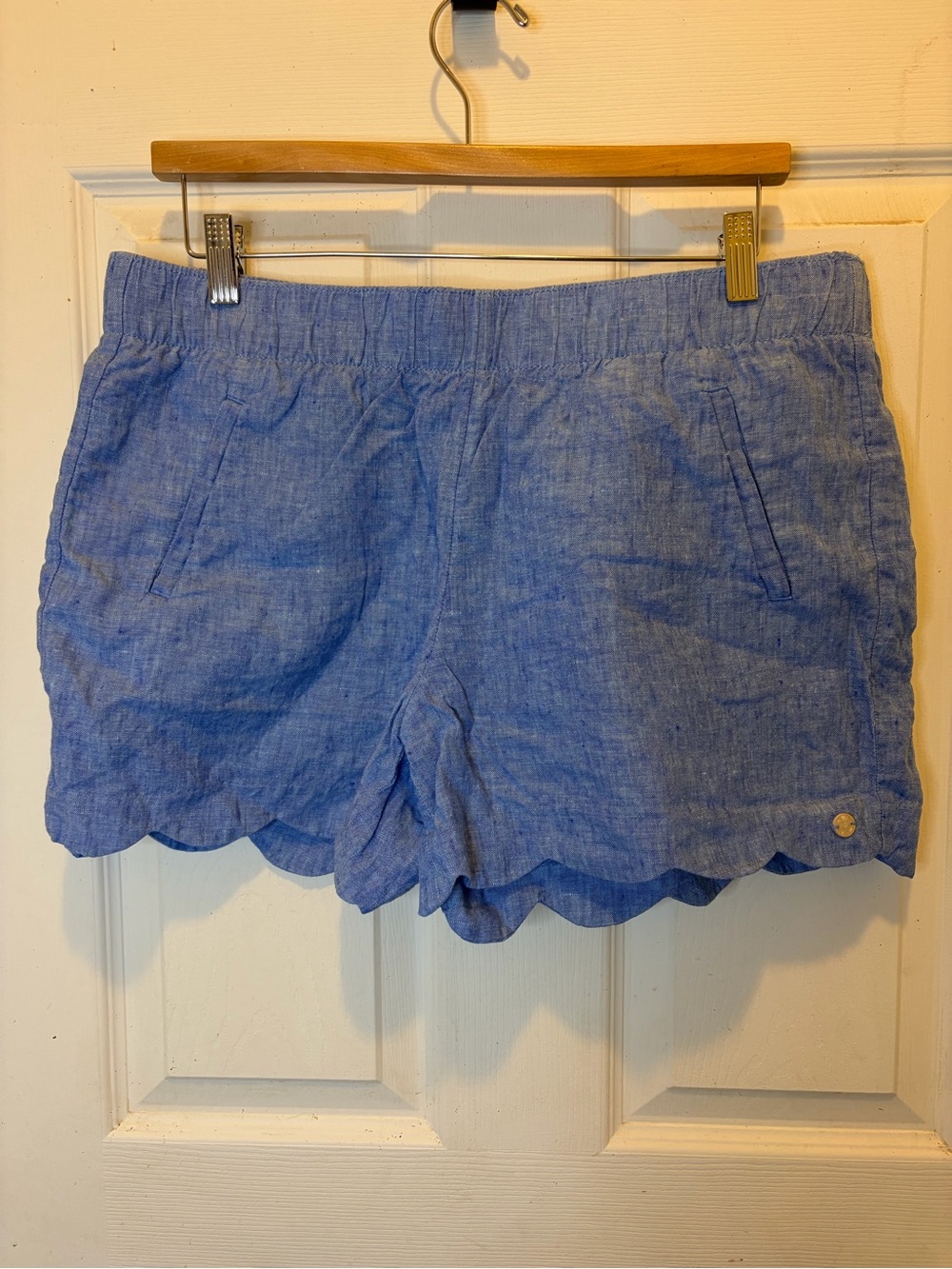 Lilly Pulitzer Brea Linen Scallop Hem Shorts - Light Blue